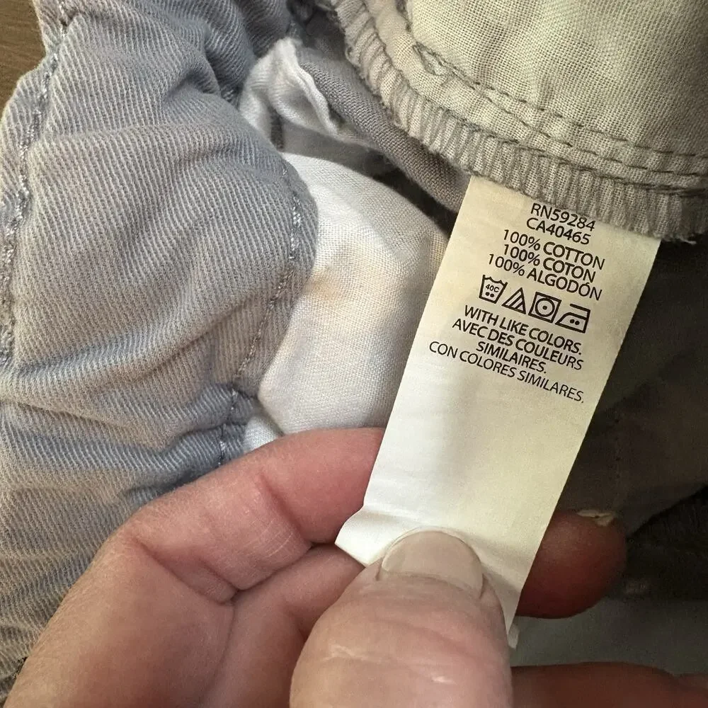 Childrens Place Pants Boys XXL 16‎ Light Gray Slim Button Closure Zip Chino